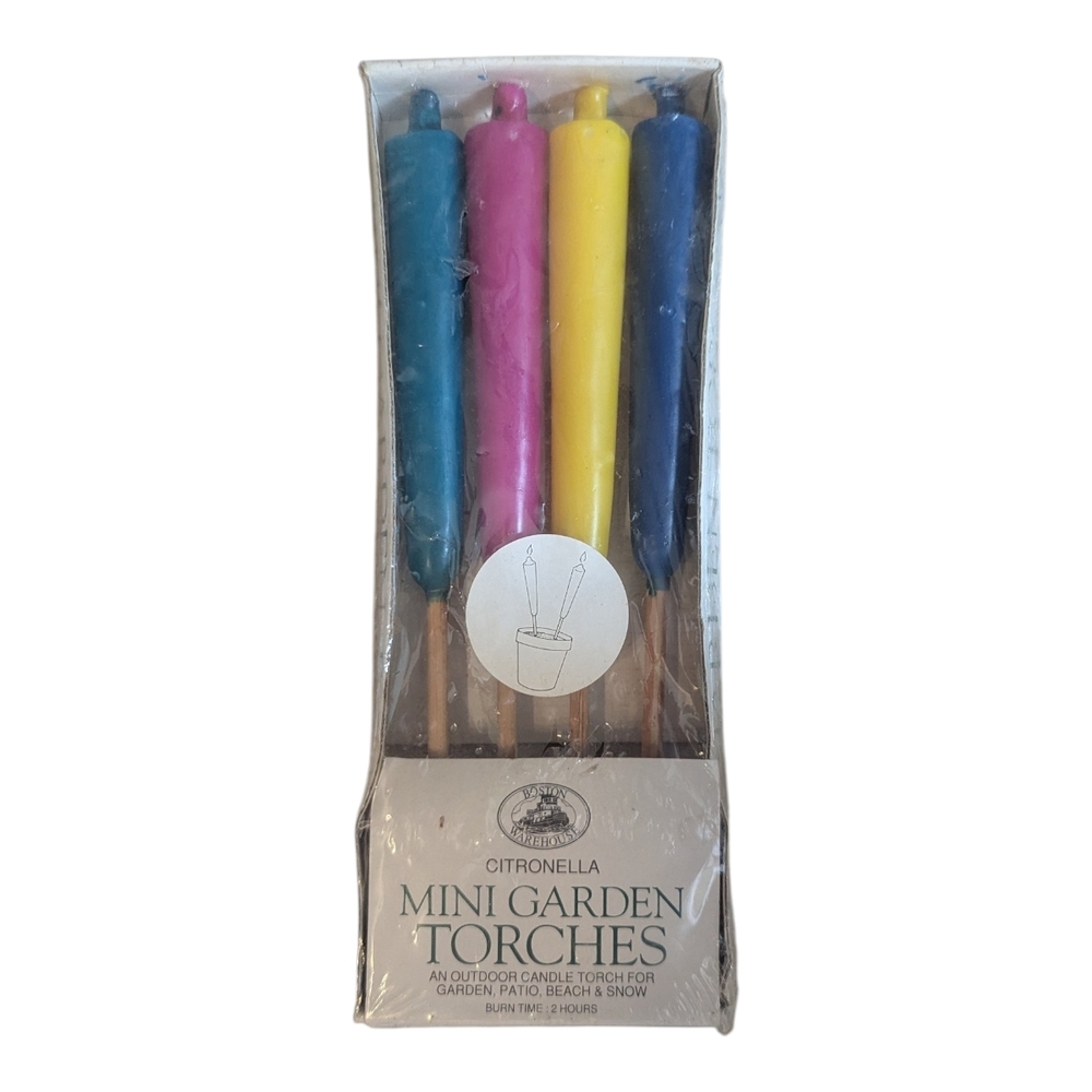 NWT Set Of 4 Boston Warehouse Citronella Insect Repellent Mini Outdoor Torches